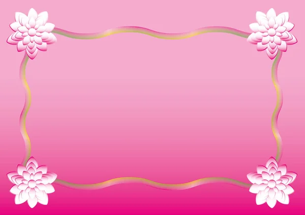 Illustration Pink Flowers Ribbon Vector Floral Romanit Decoration Card Frame — Stock Vector