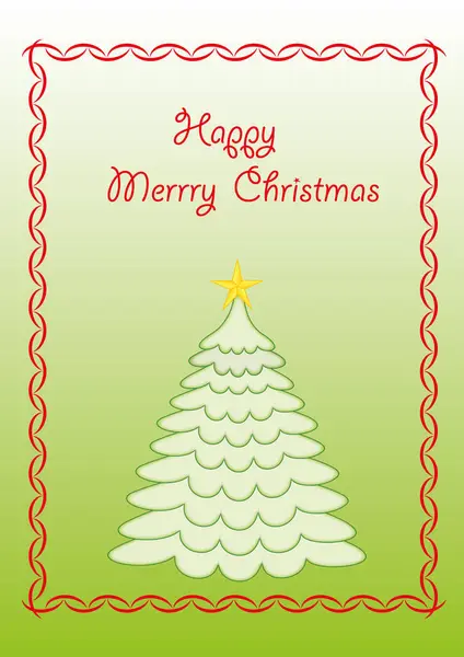 Ein Verschneiter Weihnachtsbaum Auf Einer Postkarte Weihnachtskarte Mit Tannenbaum Oder — Stockvektor