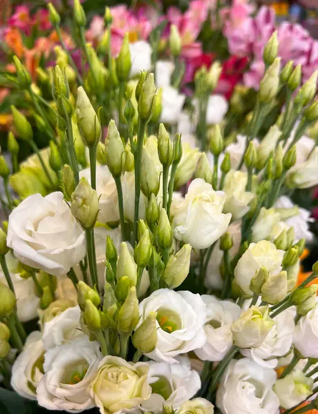 Красивый Букет Цветов Вазе Белые Розы — стоковое фото