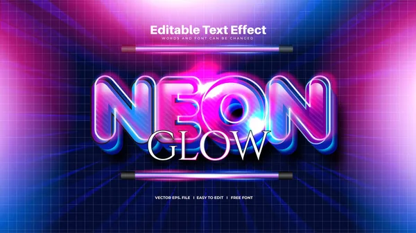 Efek Teks Glow Neon - Stok Vektor