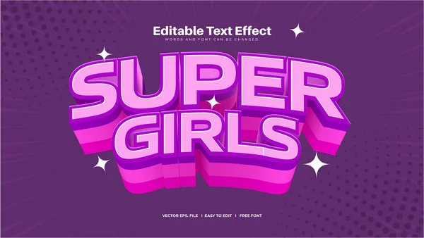 Super Flickor Text Effekt — Stock vektor