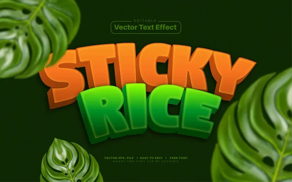 Efek Teks Vektor Sticky Rice - Stok Vektor