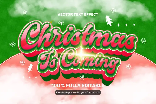 Czerwony Zielony Merry Christmas Text Efekt Grafika Wektorowa