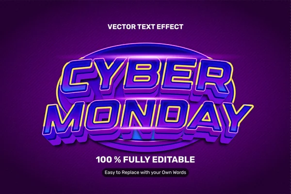 Cyber Monday Purple Light Text Efect Vectori de stoc fără drepturi de autor