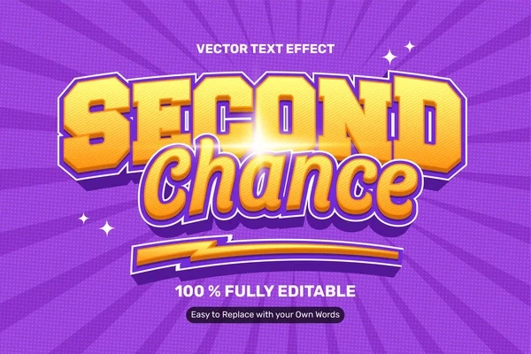 Yellow Second Chance Text Effect Stock Vector