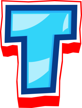 Mavi Okyanus Çizgi Roman Kalın Alfabe Harfi T