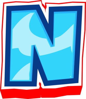 Mavi Okyanus Çizgi Romantik Kalın Alfabe harfi N