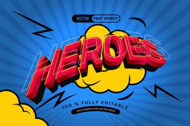 Çizgi Roman Kırmızı Kahramanları Metin Efekti