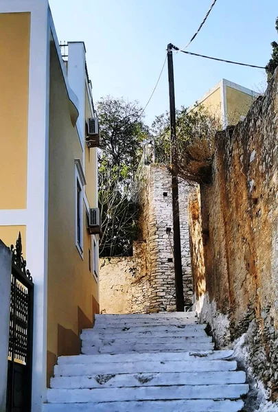 Πέτρινες Σκάλες Στη Σύμη Ελλάδα Εικόνα Αρχείου