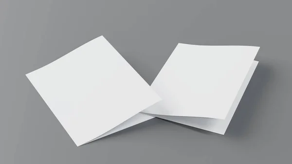Blanco Flyer Briefkaart Brochure Boekje Halfgevouwen Bifold Mockup Template Textuur — Stockfoto