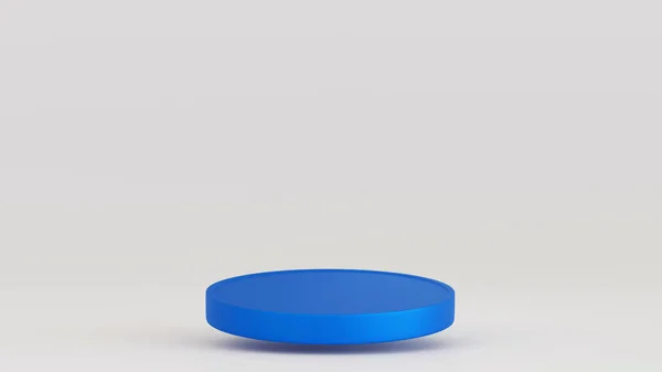 蓝色圆形舞台颁奖台 用于白色背景的产品展示 3D渲染 — 图库照片