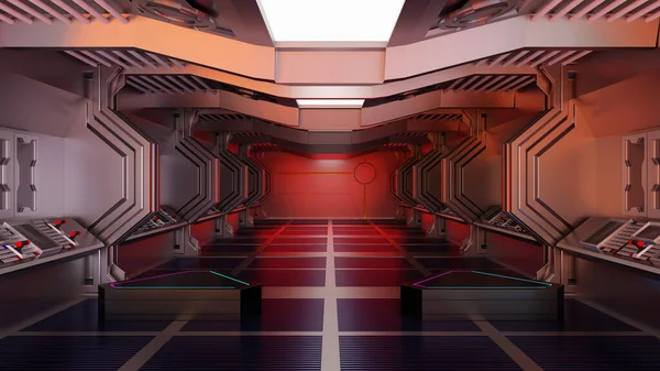 Modern Podium Spaceship Space Station Interior Sci Tunnel Stage Product — 图库照片