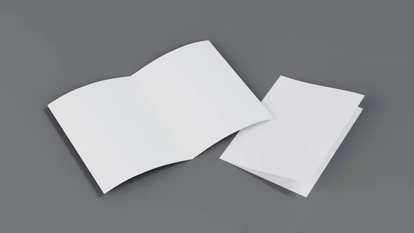 空の紙A4チラシはがきパンフレット小冊子 折り二つ折りのモックアップテンプレートテクスチャ 3Dレンダリング — ストック写真