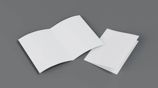 Blank Papier Ulotka Broszura Pocztówka Broszura Pół Krotnie Bifold Makieta — Zdjęcie stockowe