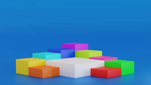 Пустой Многоцветный Прямоугольник Подиум Геометрической Формы Пьедестал Этап Презентации Продукта — стоковое фото