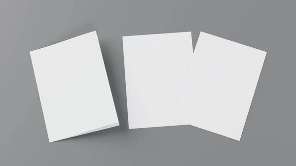 Folheto Folheto Papel Branco Brochura Cartão Postal Textura Modelo Bifold — Fotografia de Stock