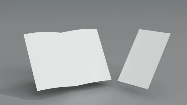 Брошюра Листовкой Формата Полусложенный Двукратный Шаблон Макета Текстуры Трехмерный Рендеринг Стоковое Изображение