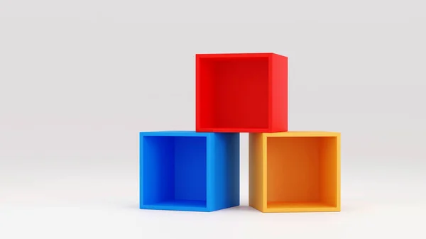 Stapel Von Multi Color Box Für Produktpräsentation Und Preisverleihung Zur — Stockfoto