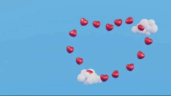 雲と空のプロモーションプラットフォームハート形 バレンタインや記念日のシーズンやお祝いのためにモックアップ 3Dレンダリング — ストック写真