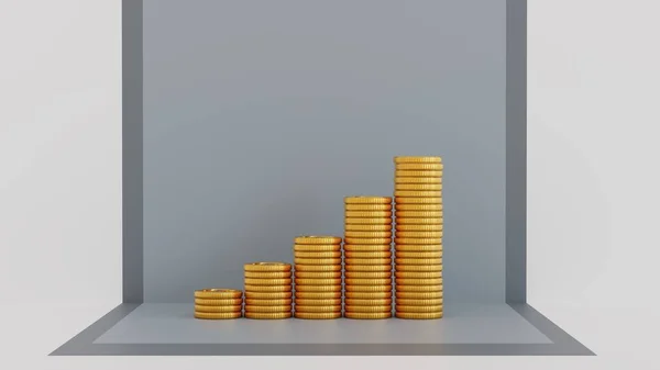 Стек Золотых Монет Бизнес Банкинг Финансовая Концепция Рендеринг — стоковое фото