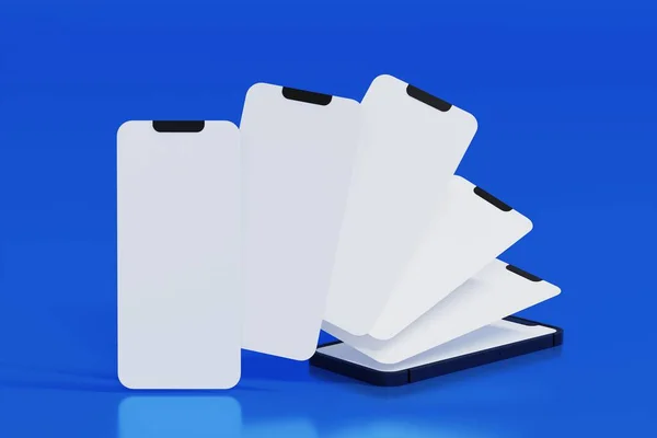 Pusty Biały Ekran Płynący Ekranu Smartfona Promocja Aplikacji Mobilnej Interfejsu — Zdjęcie stockowe