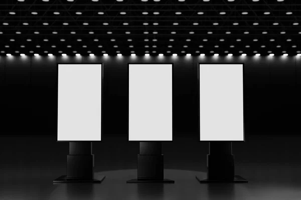 Sergi Salonundaki Boş Dijital Pano Tribünü Işık Kutusu Tabela Monitörü — Stok fotoğraf