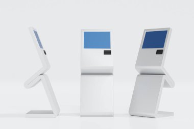 Boş dijital ekran panosu durak ışık kutusu, tabela monitörü medya reklam aracı, reklam ürünü şablonu, 3D görüntüleme.