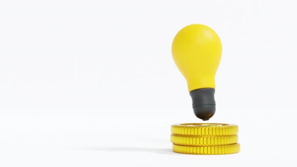 带有金币的灯泡 制作货币概念的商业理念 3D渲染 循环4K Uhd — 图库视频影像
