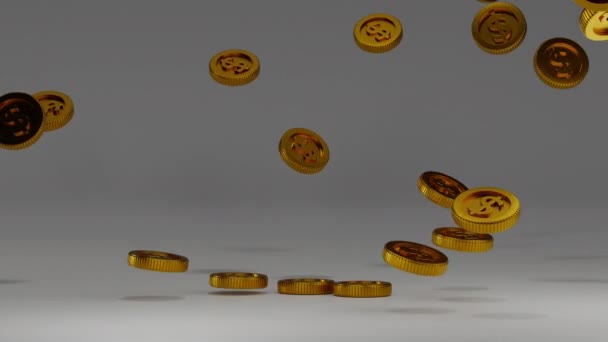 Лампочка Летающей Золотой Монетой Организовать Запас Золотой Монеты Получить Идею — стоковое видео