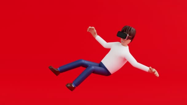 Happy Man Enjoy Virtual Reality Glasses Levitation Air Artificial Intelligence — Wideo stockowe