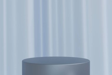 Yeşil arka planda lüks yumuşak dalga bezi elementli yeşil yuvarlak podyum kaidesi mevcut güzellik kozmetik ürünleri için ekran, 3D görüntüleme.