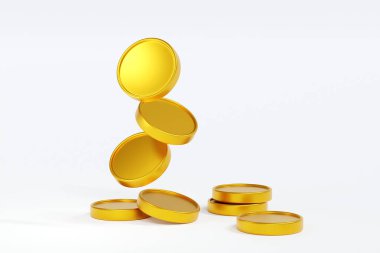 Altın para yığını, iş ve finansal konsept, 3D görüntüleme.