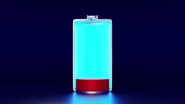 电池充电状态为红色至绿色的电池电平层 3D渲染 — 图库视频影像