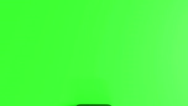 Przenoszenie Telefonu Komórkowego Pokazać Pusty Zielony Ekran Aplikacja Lub Strona — Wideo stockowe