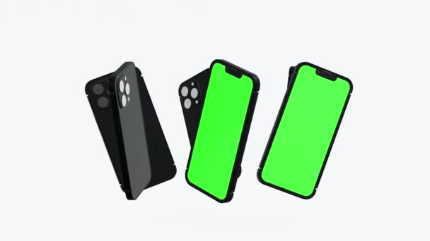 携帯電話の移動および空の緑スクリーン 適用またはウェブサイトの提示 3Dレンダリング4K — ストック動画