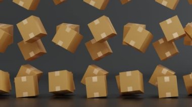 Yere düşen karton koli kutusu, alışveriş teslimatı, lojistik ticaret endüstrisi, 3D görüntüleme..