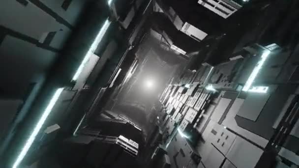 Zburând Tunelul Sci Lumină Neon Strălucitoare Grafică Mișcare Buclă Pentru — Videoclip de stoc