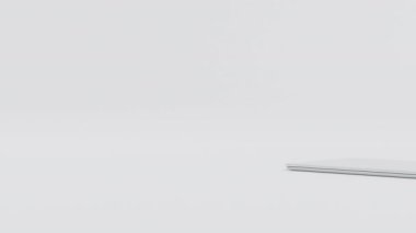 Laptop içeri gir ve yeşil ekran aç, uygulama web sitesi sunumu, 3D görüntüleme 4K UHD.