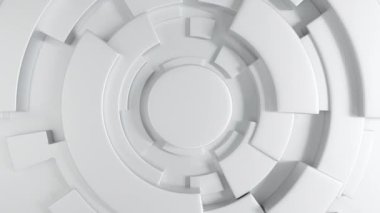 Beyaz basit arkaplan silindiri şekli ve halka dönüşü, 4K döngü görüntüsü oluşturan 3D.