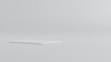 Laptop bilgisayar dizüstü bilgisayarı etrafında döner ve yeşil ekran görüntüsü, uygulama web sitesi tanıtım sunumu, 4K UHD oluşturma 3D.