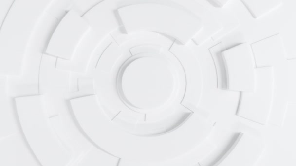 Белые Простые Фоновые Фигуры Кольца Перемещаются Вверх Вниз Рендеринг Кадров — стоковое видео
