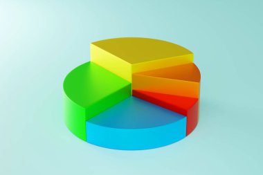 Turta tablosu, istatistik işletme grafiği, veri analizi finansal sunum, hisse senedi pazar payının yüzde yüzdesi, 3D oluşturma