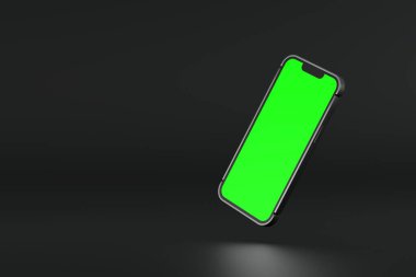 Cep telefonu akıllı telefonu yeşil ekran görüntüsü, uygulama web sitesi sunumu, 3D görüntüleme.