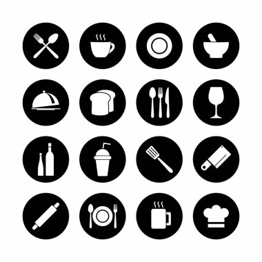 yiyecek ve pişirme ekipmanları simgeleri