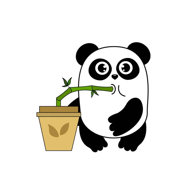 Çevresel Kağıt Bardaklı Geri Dönüşümlü Şirin Bir Panda Senin Tasarımın — Stok Vektör