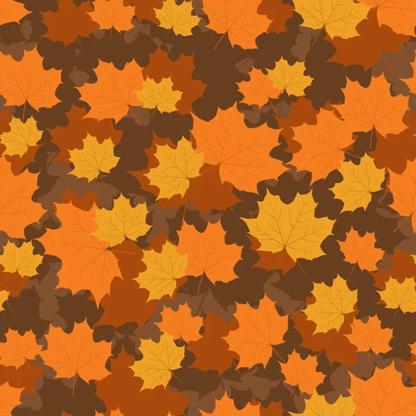 黄色とオレンジの葉を持つ美しい秋のパターン デザインの大きな背景 — ストックベクタ