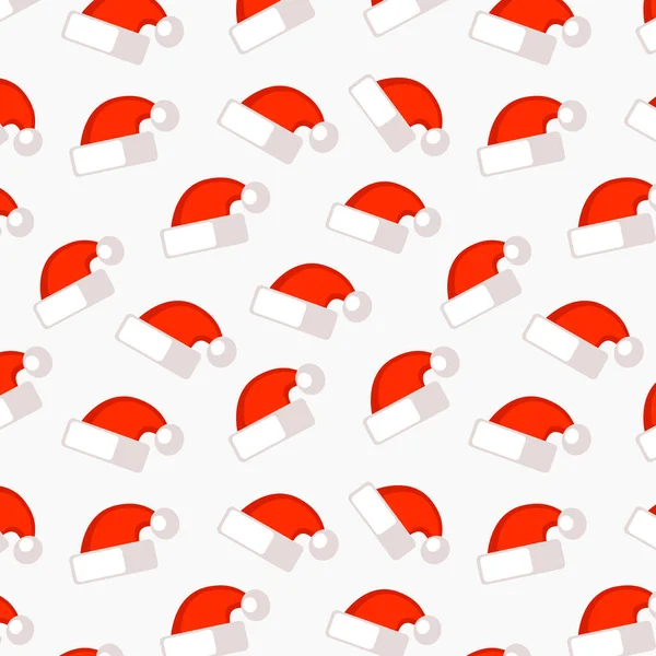 Patrón Abstracto Con Sombrero Navidad Santa Sobre Fondo Blanco Hermoso — Vector de stock