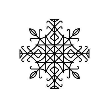 Beyaz arkaplanda vektör siyah kar taneciği. Kış ve Noel dekoru için güzel bir element. Tasarım.. 