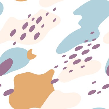  Abstract pattern with forms and drops. Blue, violet and brown on white background. Great element for your design.