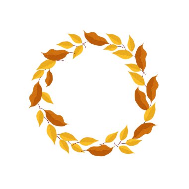 Sarı ve turuncu yapraklı vektör sonbahar çerçevesi. Tasarımınız için güzel bir element.